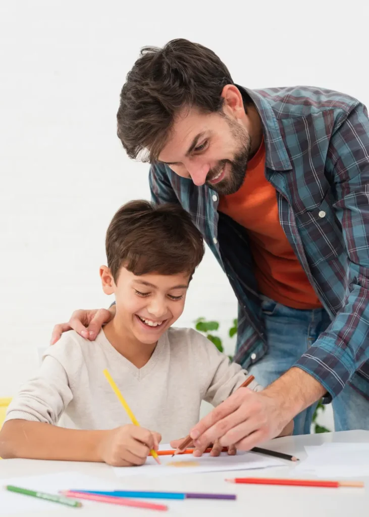 A professional IB home tutor teaching a high school student in Dubai living room