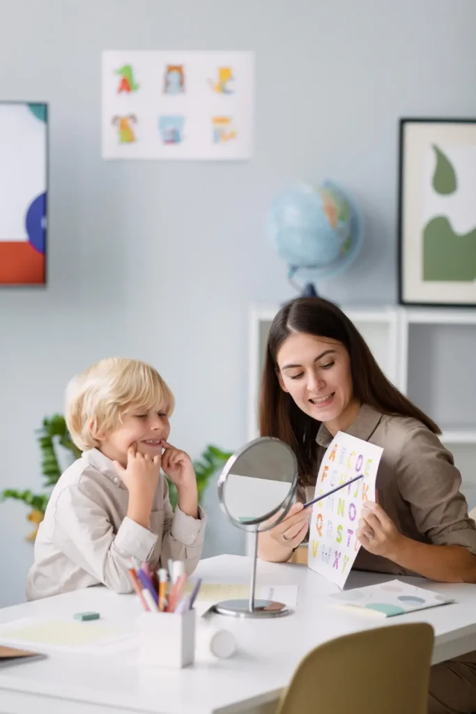 Enthusiastic English tutor using dramatic storytelling to engage student in Dubai