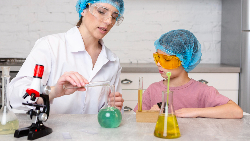 Comprehensive Ap Chemistry study materials including textbooks, past papers, and molecular models used by Dubai home tutors
